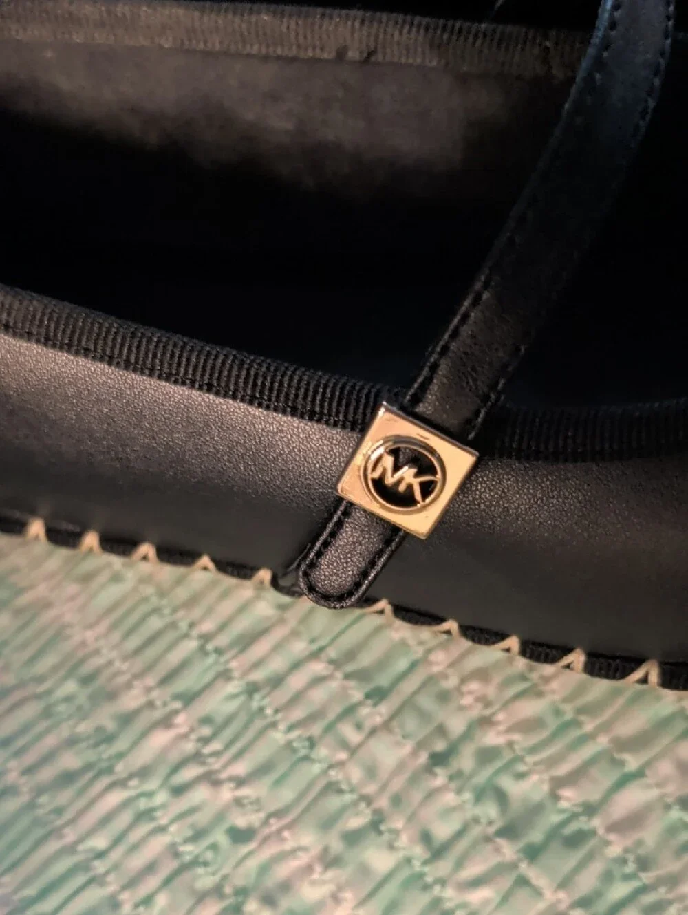 MICHAEL Michael Kors Black Espadrille Mary Jane Flats with Natural Toe